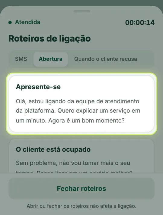 A tela deste passo: O que dizer