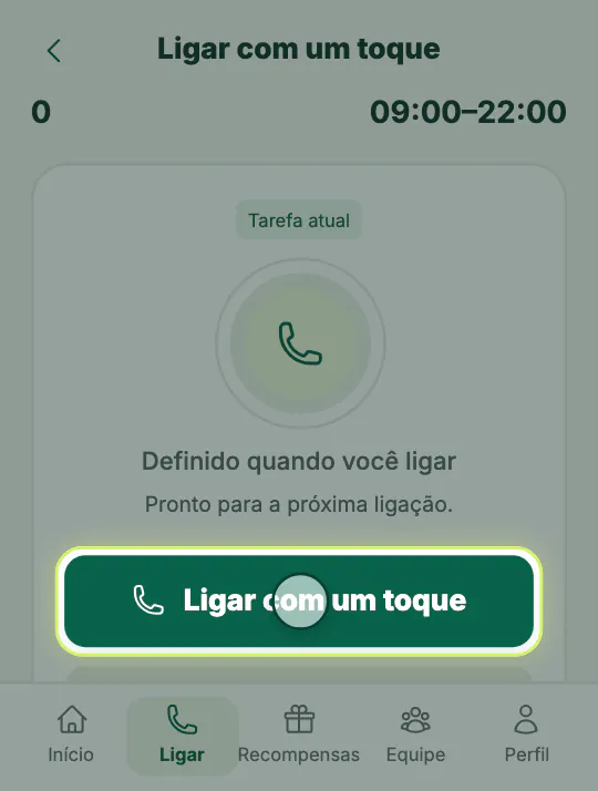 A tela deste passo: Iniciar uma ligação